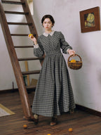 Grey Storybook Check Lace Collar Dress