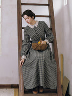 Grey Storybook Check Lace Collar Dress