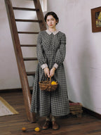 Grey Storybook Check Lace Collar Dress