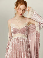 Blush Velvet Fairytale Lace Nightgown Set