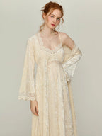 Ivory Velvet Garden Lace Nightgown Set