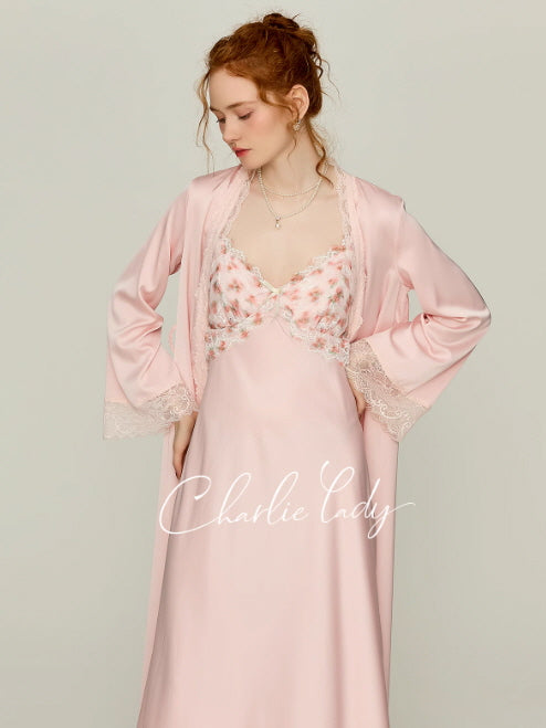 Blush Rose Garden Lace Nightgown Set
