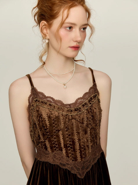 Moonlit Chocolate Lace Corset Nightgown & Robe