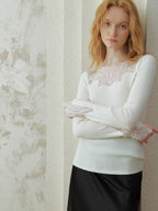 Enchanted Leaf Lace Elegance Knit Top