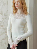Enchanted Leaf Lace Elegance Knit Top