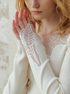 Enchanted Leaf Lace Elegance Knit Top