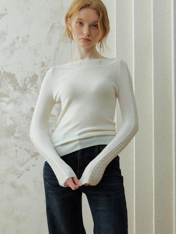 Lace Trim Ballet Knit Top