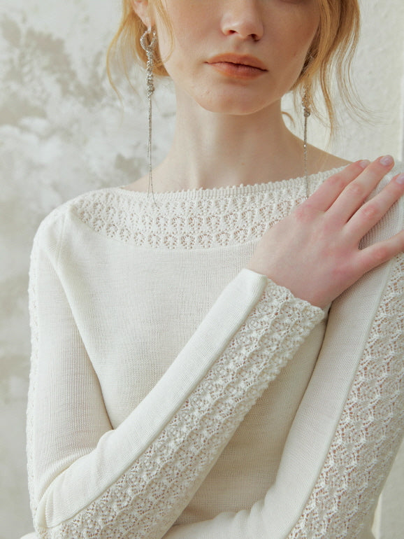 Lace Trim Ballet Knit Top