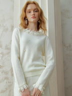 Pearl Petal Lace Knit Top