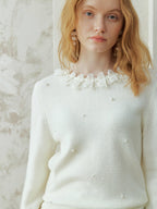 Pearl Petal Lace Knit Top
