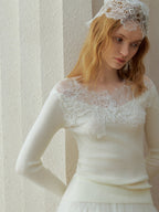 Whisper Lace Collar Knit Top