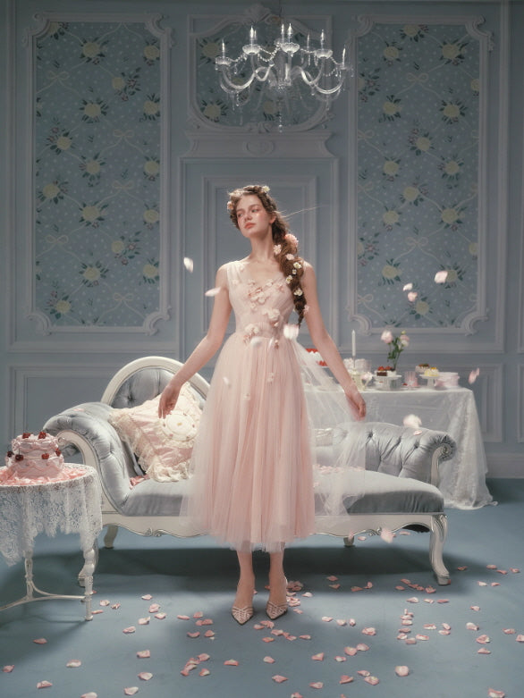 Petal Whisper Blush Tulle Dress