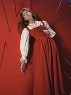 Crimson Fairytale Lace-Up Corset Dress