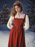 Crimson Fairytale Lace-Up Corset Dress