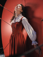 Crimson Fairytale Lace-Up Corset Dress