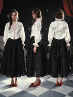 Ivory Ribbon-Embroidered Romantic Blouse