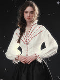 Ivory Ribbon-Embroidered Romantic Blouse
