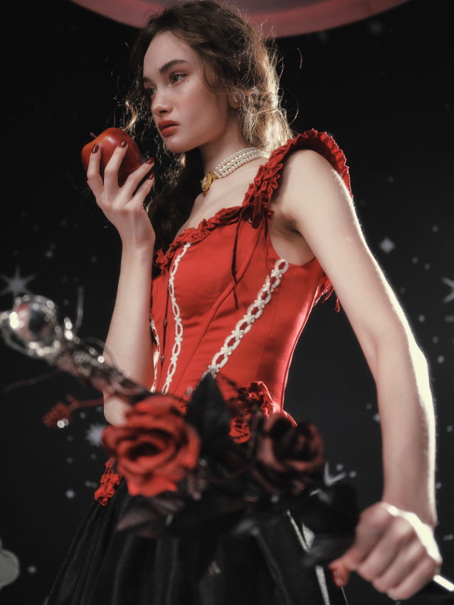 Crimson Rose Lace-Up Vintage Corset
