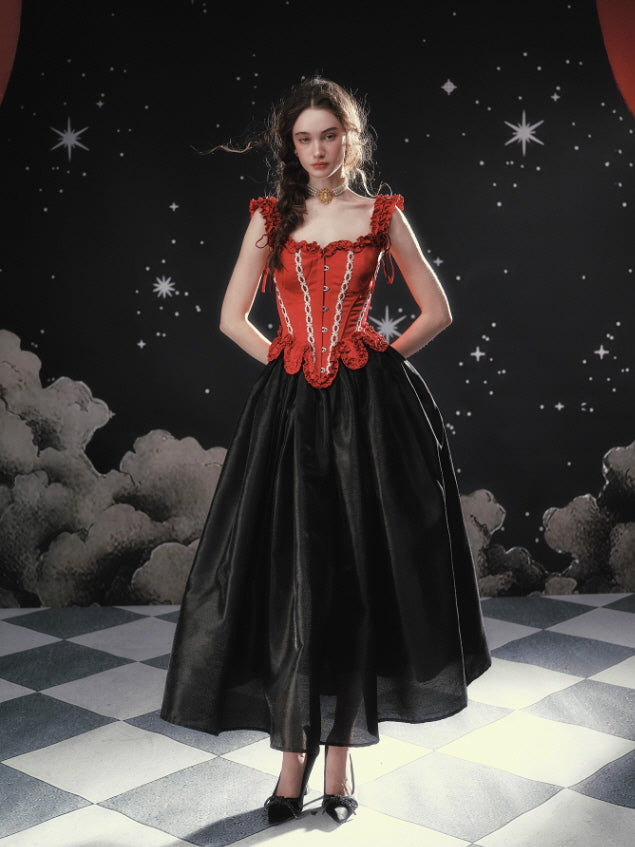 Crimson Rose Lace-Up Vintage Corset