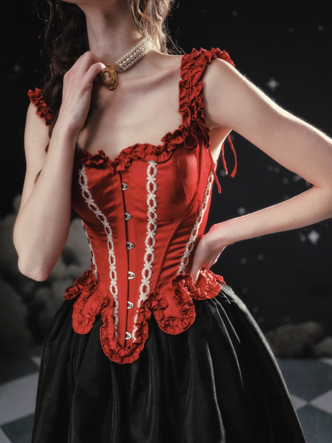 Crimson Rose Lace-Up Vintage Corset