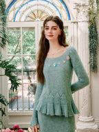 Willow Mist Knit Peplum Top & Skirt