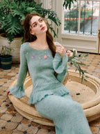 Willow Mist Knit Peplum Top & Skirt