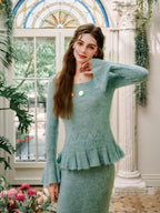 Willow Mist Knit Peplum Top & Skirt