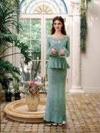 Willow Mist Knit Peplum Top & Skirt