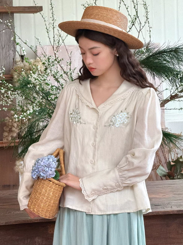 Meadow Letter Embroidery Blouse
