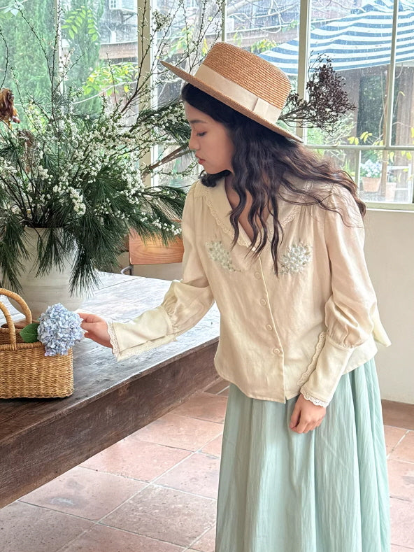 Meadow Letter Embroidery Blouse