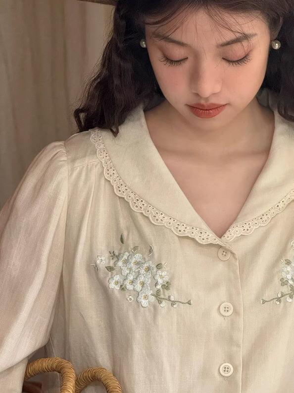 Meadow Letter Embroidery Blouse