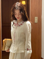Rose Cross Heirloom Embroidery Blouse