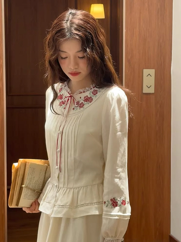 Rose Cross Heirloom Embroidery Blouse