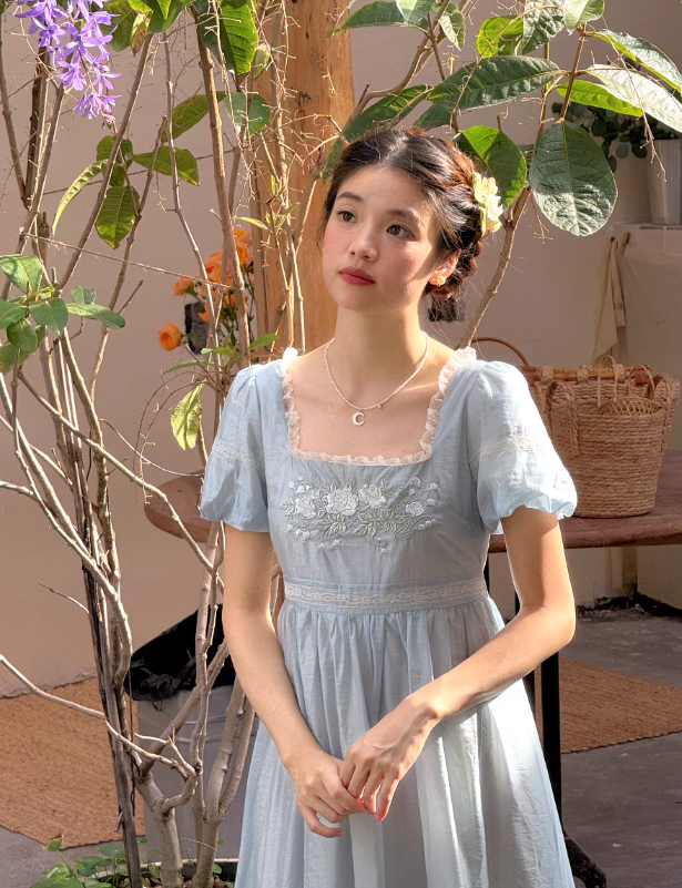 Enchanted Rose Lace Empire Maxi Dress