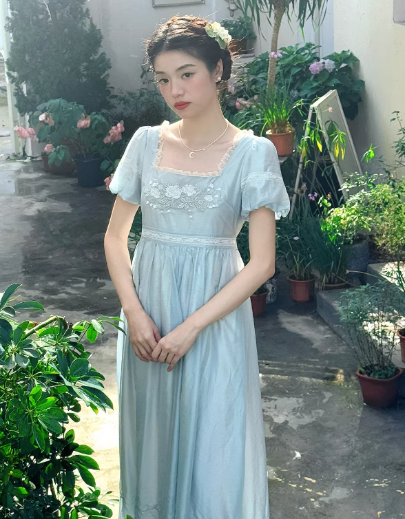 Enchanted Rose Lace Empire Maxi Dress