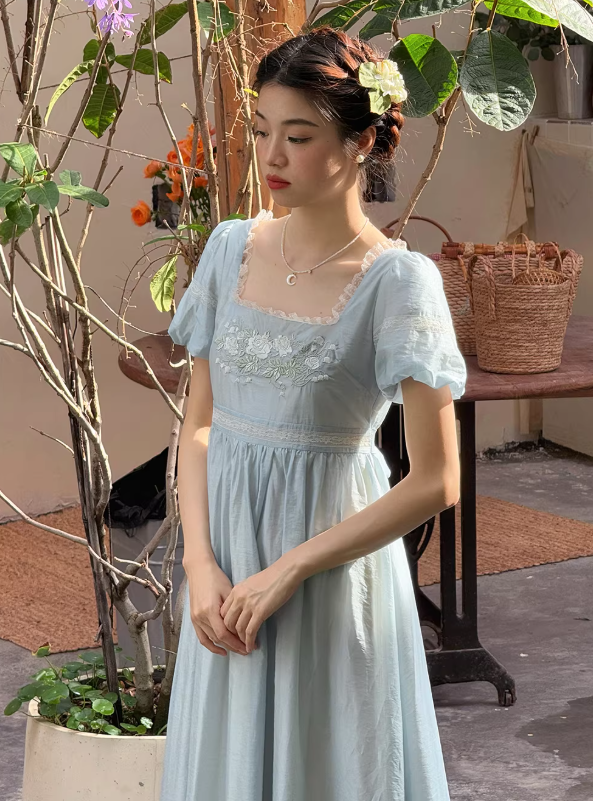 Enchanted Rose Lace Empire Maxi Dress