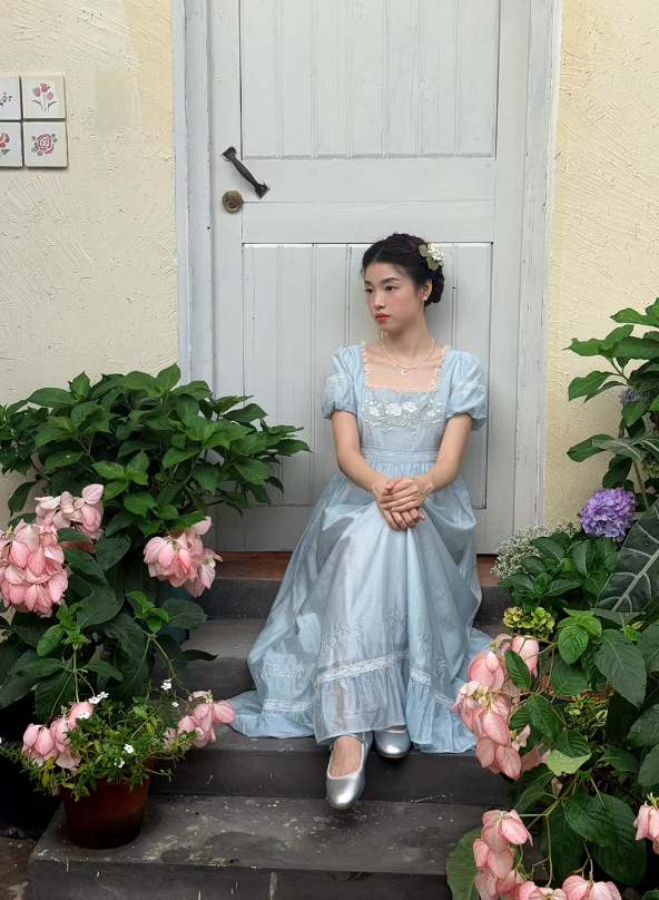 Enchanted Rose Lace Empire Maxi Dress