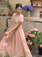 Enchanted Rose Lace Blue Maxi Dress