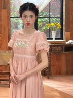 Enchanted Rose Lace Blue Maxi Dress