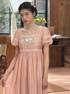 Enchanted Rose Lace Blue Maxi Dress