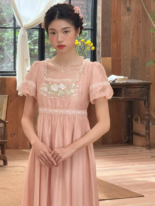 Enchanted Rose Lace Blue Maxi Dress