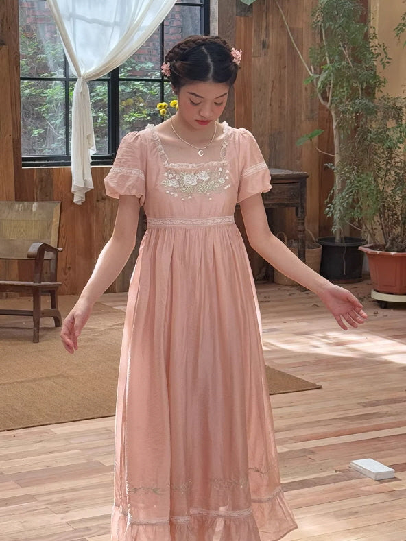 Enchanted Rose Lace Blue Maxi Dress