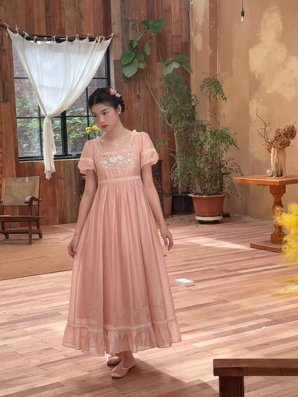 Enchanted Rose Lace Blue Maxi Dress