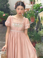 Enchanted Rose Lace Blue Maxi Dress