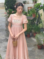 Enchanted Rose Lace Blue Maxi Dress