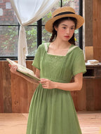 Elowen Sage Green Floral Embroidered Dress