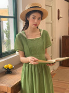 Elowen Sage Green Floral Embroidered Dress