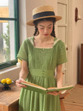 Elowen Sage Green Floral Embroidered Dress