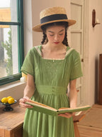 Elowen Sage Green Floral Embroidered Dress