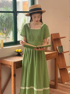 Elowen Sage Green Floral Embroidered Dress